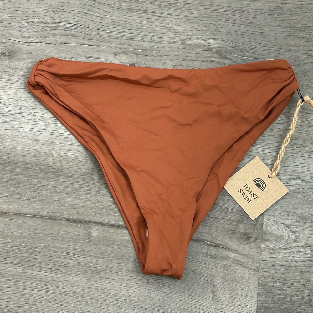 nwt toast swim cinch‎ high waist bikini bottoms size xs brown women’s